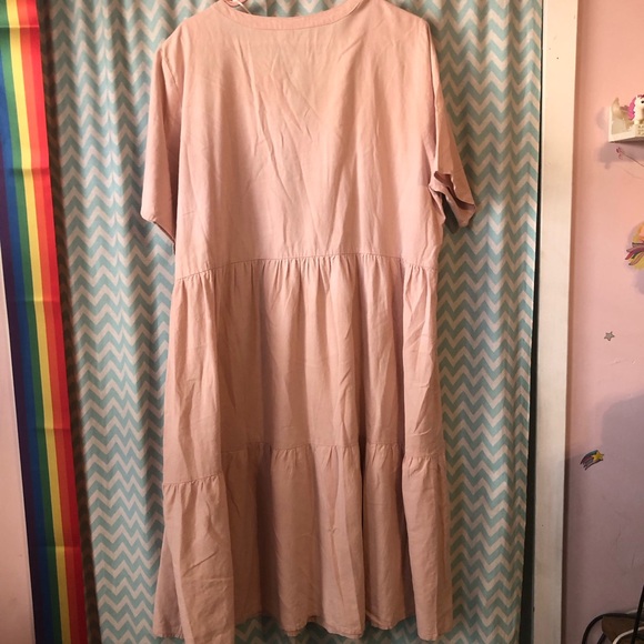 Soya Concept tiered peach linen blend pullover dress summer sundress - Picture 5 of 7